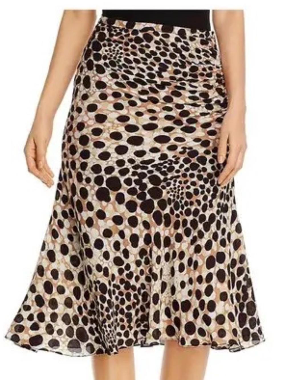 ELIE TAHARI Haidee Silk Printed Midi Skirt Spotted Spring 2020 US 10, Medium